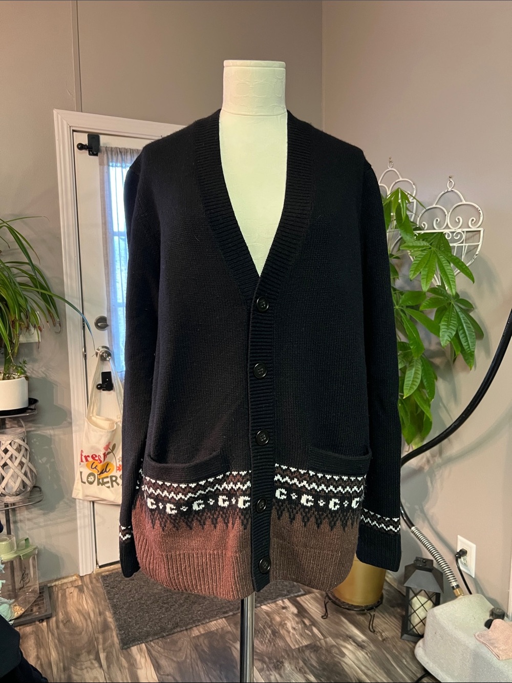 Coach Wool/Acrylic Logo Cardigan